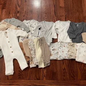 Baby Boy Size 0-3 Month Neutral Tone Clothing Lot: Easy Peasy, Burt’s Bees, Snug